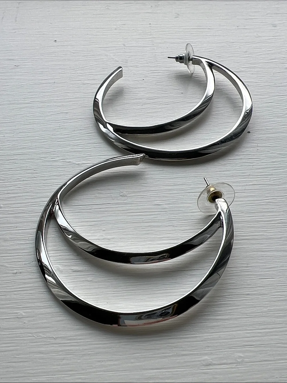 Vince Camuto Polished Silver Crescent Hoop Earrings